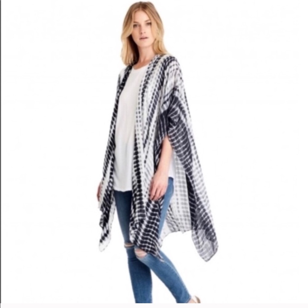 Michael Stars Ruana Scarf Sarong Alligator Tie Dye